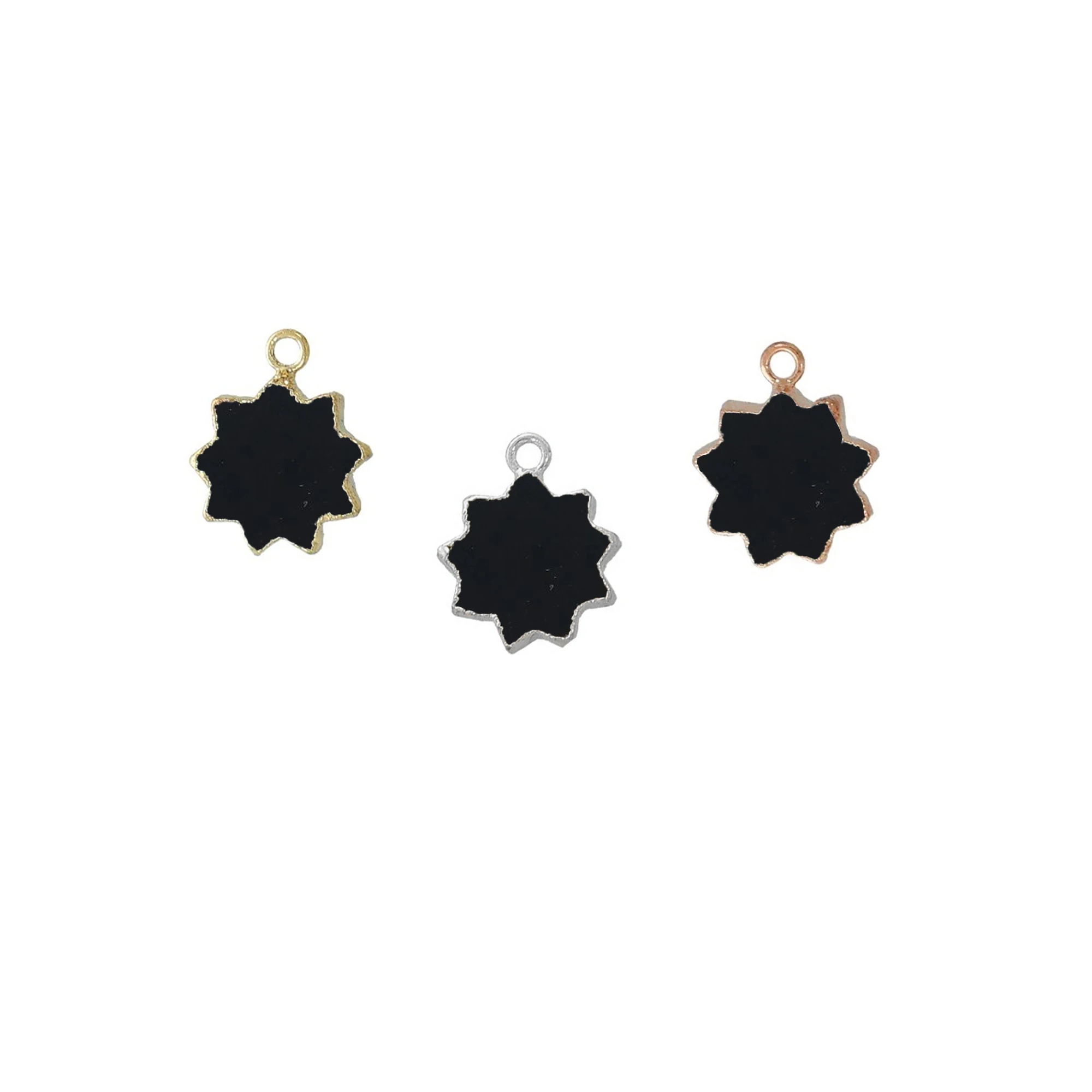 
Black Onyx Gemstone Gold Electroplated Sun Shape Pendant Jewelry GS-04 