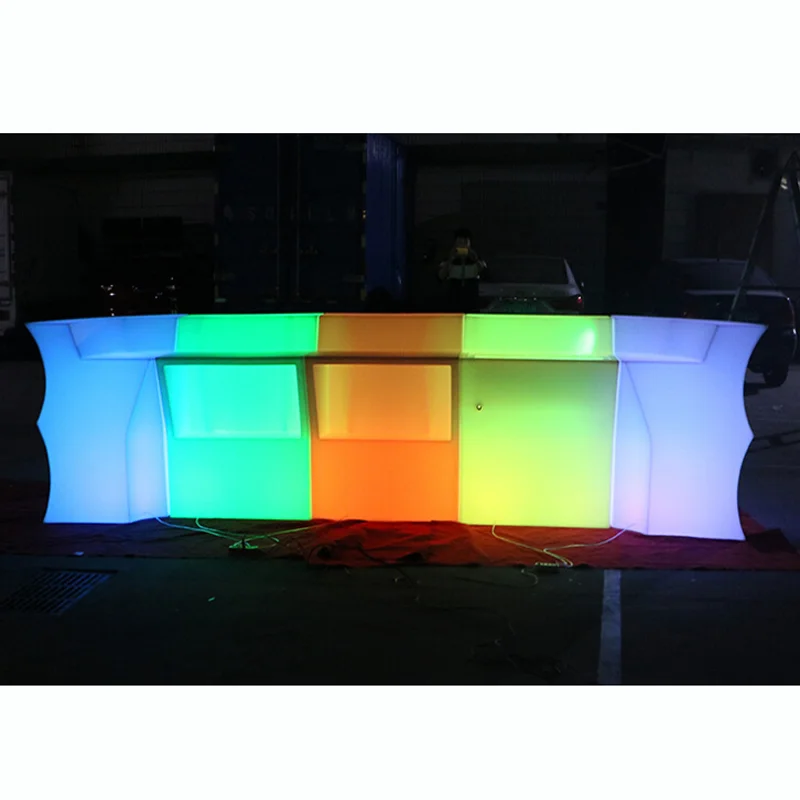 Hot sale popular led furniture plastic illuminated glow luminous lighting portable bar counter