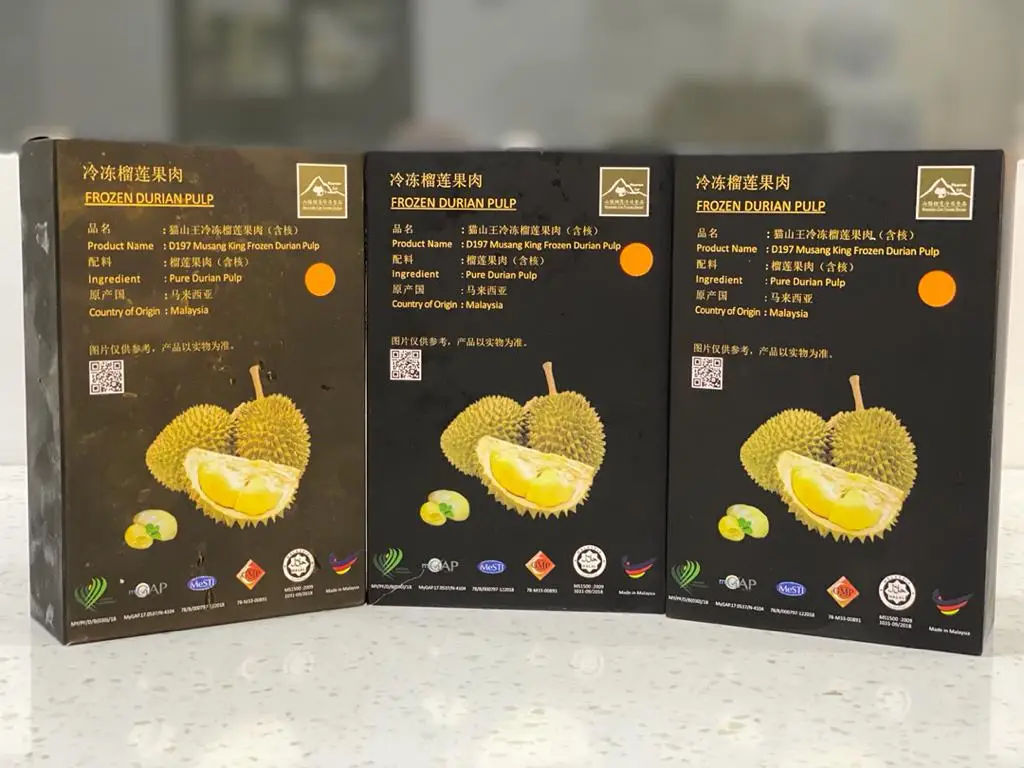 Frozen Durian Paste Musang King Pure 100% Durian Fruit Frozen Musangking D197 Paste