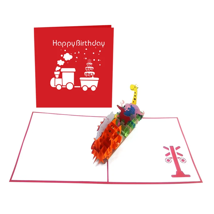 
3D поезда всплывающая карта, 3d день рождения ручной работы, Вьетнам, оптовый Производитель 