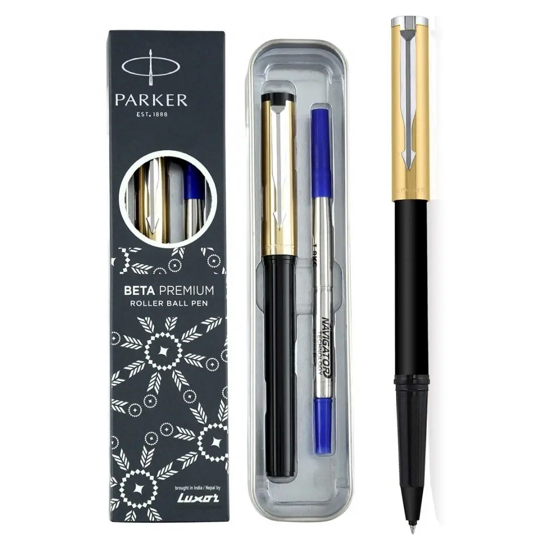 Premium rollerball pen gold finish color high quality plastic body parker rollerball pens custom logo promotional pens