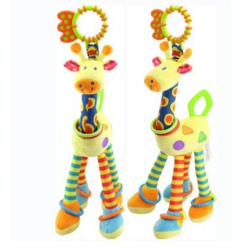 
2020 Baby plush toys kids giraffe toys Newborn plush ring Bed hanging bell holding toys 
