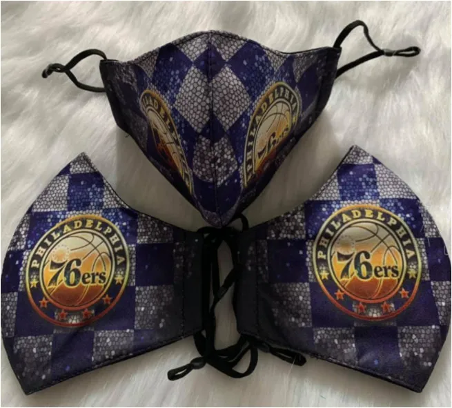 Hot Sell All Teams NBA Washable Cloth Face Cover for Adults Basketball Design Knicks 76ers Bucks
