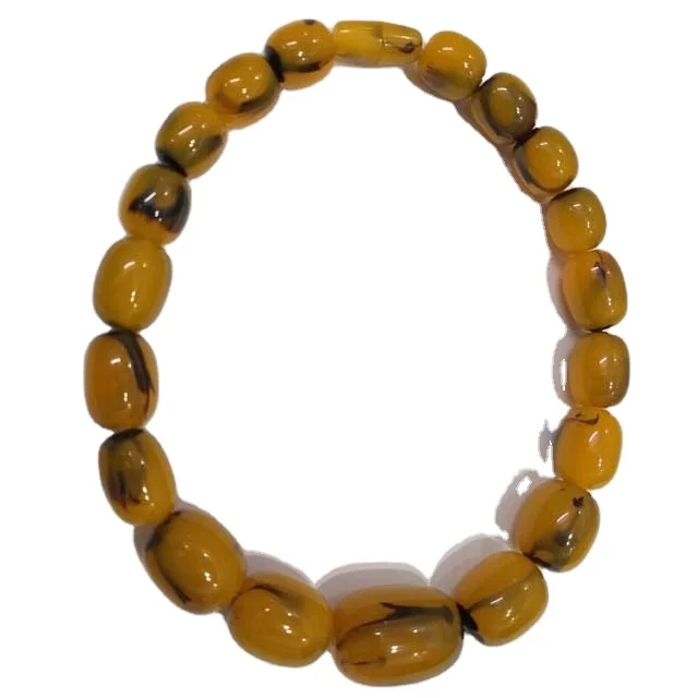 Handmade Old Ritual Design Handcrafted Resin Chunky Beaded Colored Single Strand Necklace With Screw Fittings.