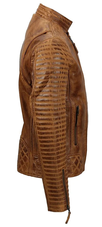 Мужская потертая мотоциклетная кожаная куртка, велосипедная куртка из натуральной кожи, Повседневная модная куртка средней длины в стиле хип-хоп, OEM