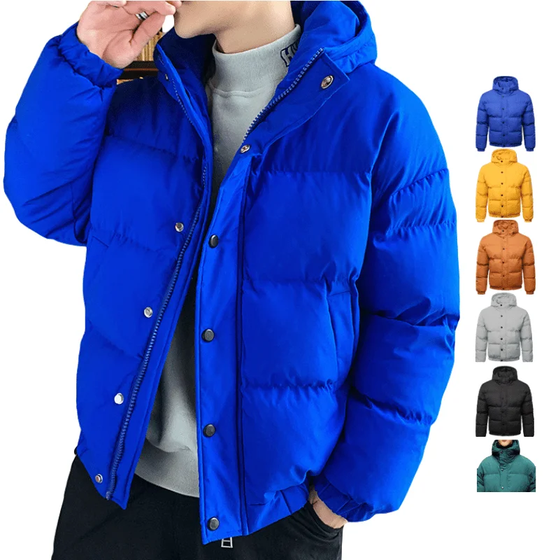 PAKISTAN FACTORY Mens Hoodie Bubble Coats Puffer Plain Red Jackets,Winter Warm Quilted Zip Outwear Street Fashion Bubble Jacket