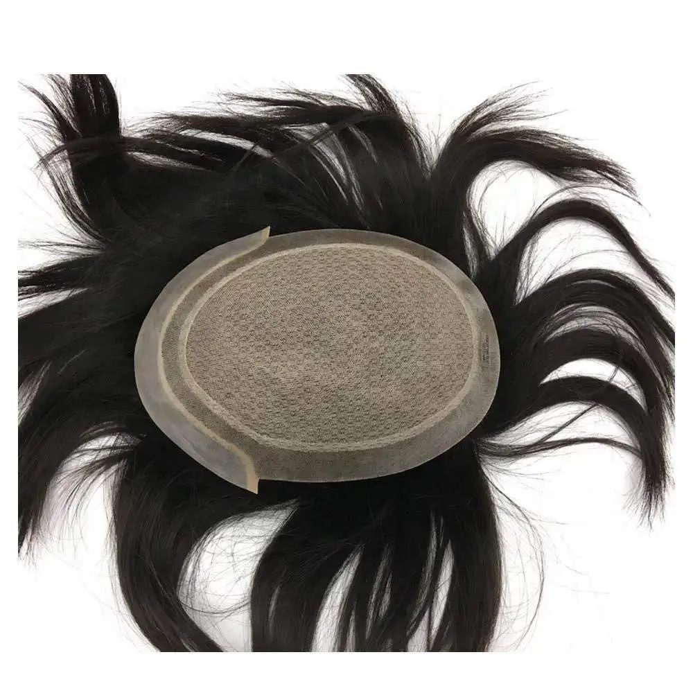 Best price high quality men toupee fine mono human hair replacement system glue wigs for men