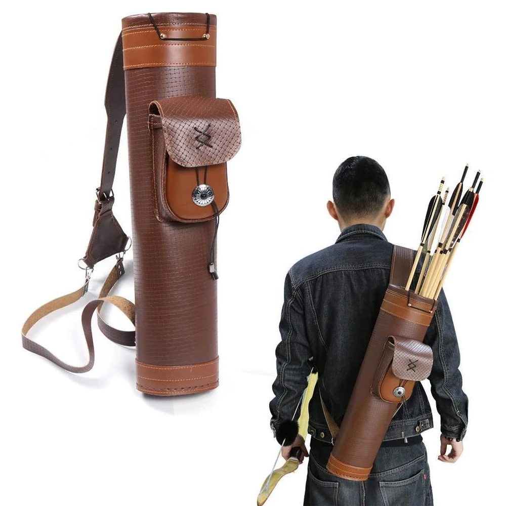 Factory Made OEM/ODM Full Customized 100% Genuine Leather Archery Back Arrow Quiver for Outdoor Sports