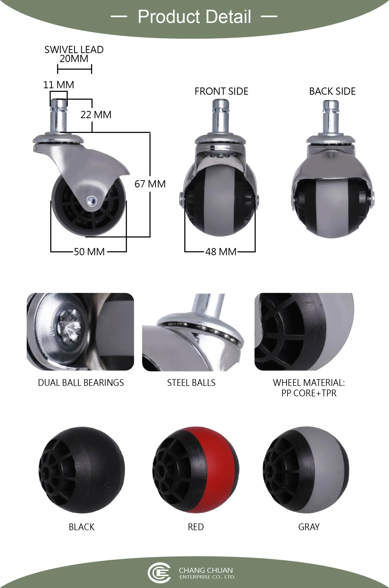 Rubber Ball Caster Wheels
