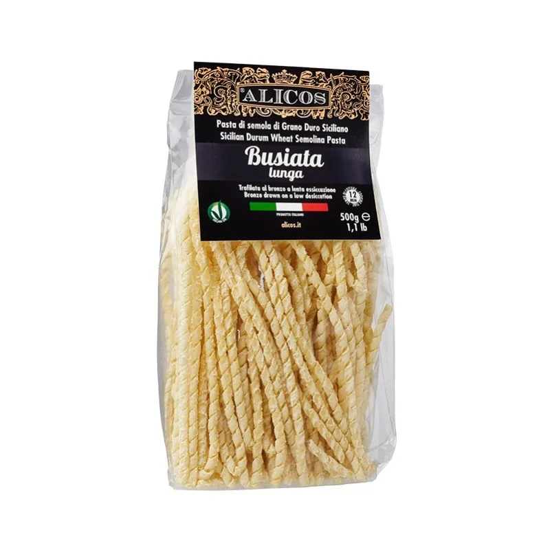 Made in Italy traditional spaghetti food Sicilian 500 g bag durum wheat semolina pasta busiata for sale