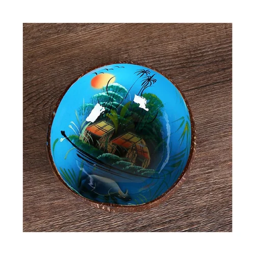 Drawing Lacquer Coconut Shell Bowl Drawing Art Bowl Decor Home, Restaurant