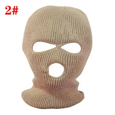 3 Holes Embroidered Full Face Mask Winter Ski Cap Balaclava Tactical Warm Acrylic Embroidery Face Masks