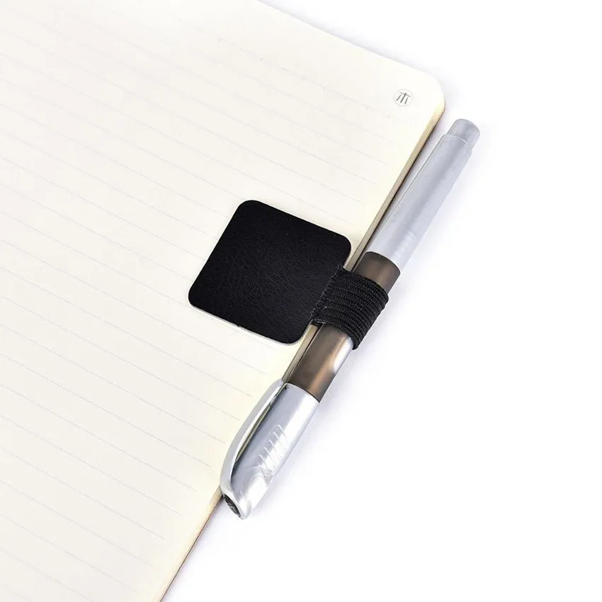 custom logo self adhesive ball-pen holder PU leather elastic pen loop