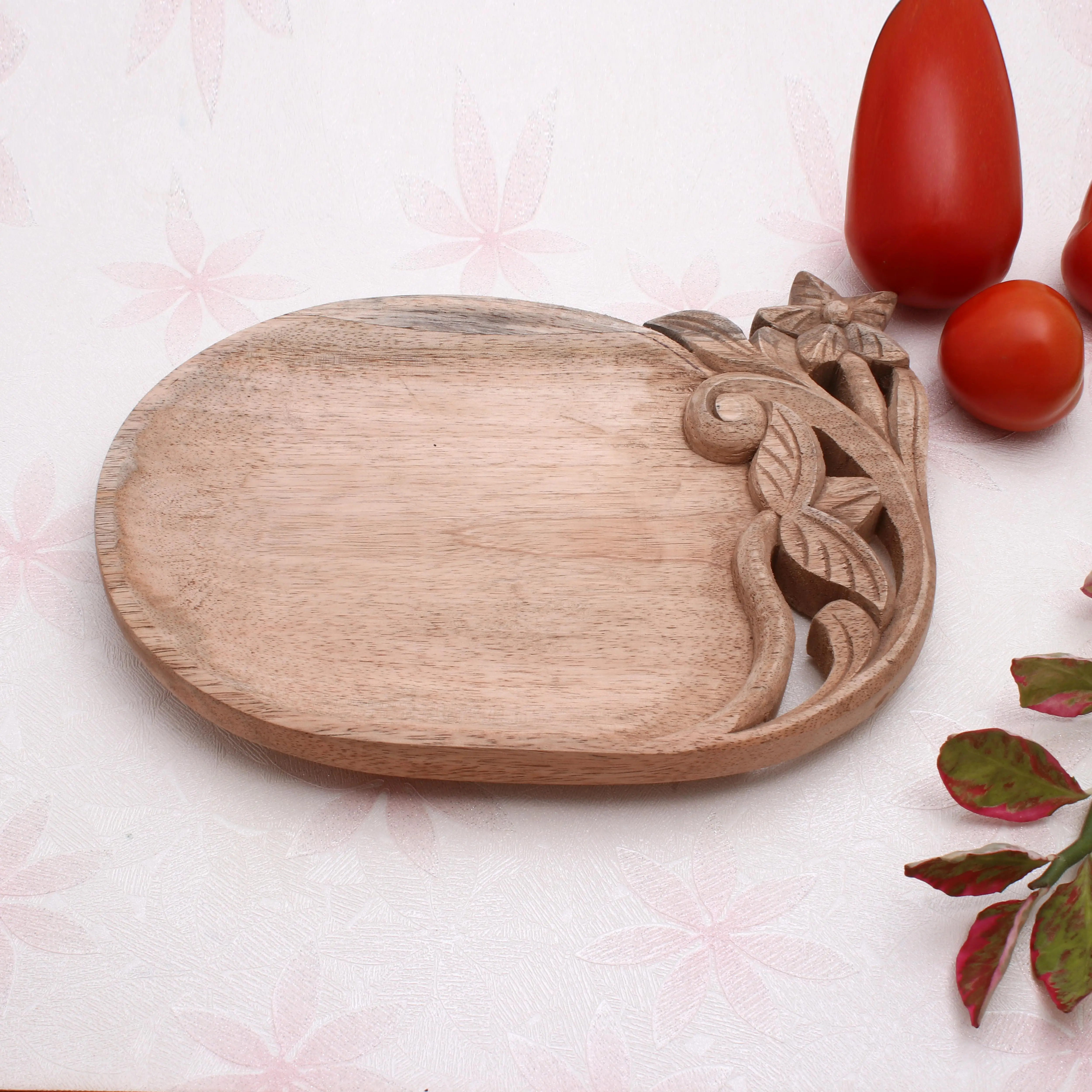 Wooden Chopping Board with Hand Carving Designer 25 x 17 x 3 CMS Mango Wood Board Vegetables/Cheese/Meat Wooden Serving Board