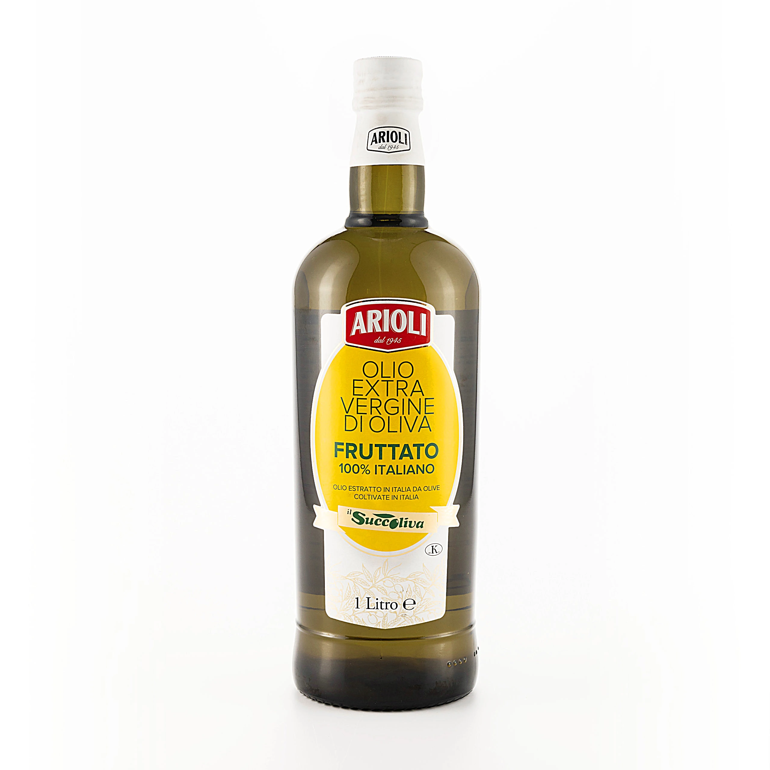Upper quality grade Italian Fruity Olive Oil Extra Virgin Olive Oil FRUTTATO IL SUCCOLIVA ARIOLI 1Lt. for supermarket shelves