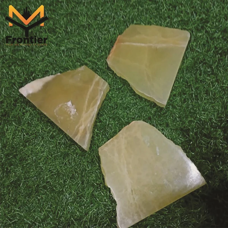 High Quality Natural Lemon Calcite Handmade Slices Showpieces Polished OEM Gemstone Healing Crystal Craft from Pakistan.