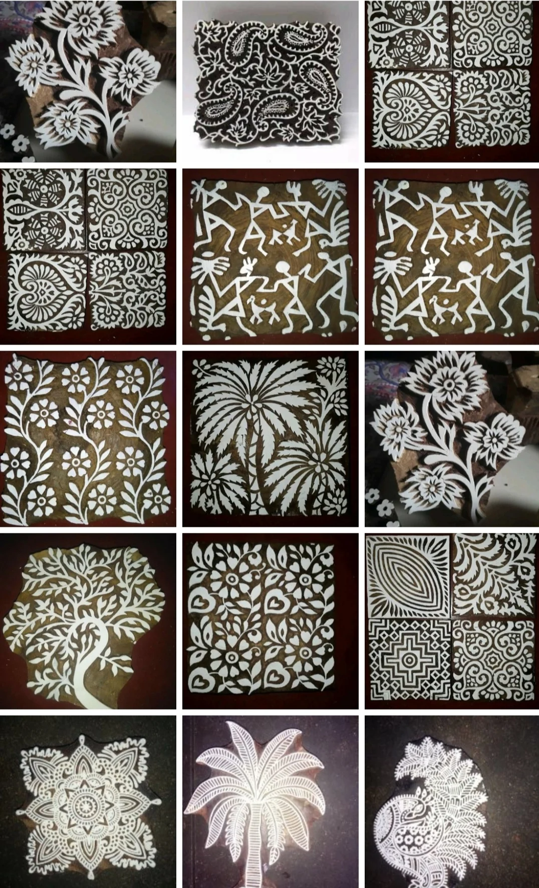 Old , Antique, Vintage Wooden Textile Printing Blocks Obtained From Old Textile Printing Units Suitable for Printing and Decor