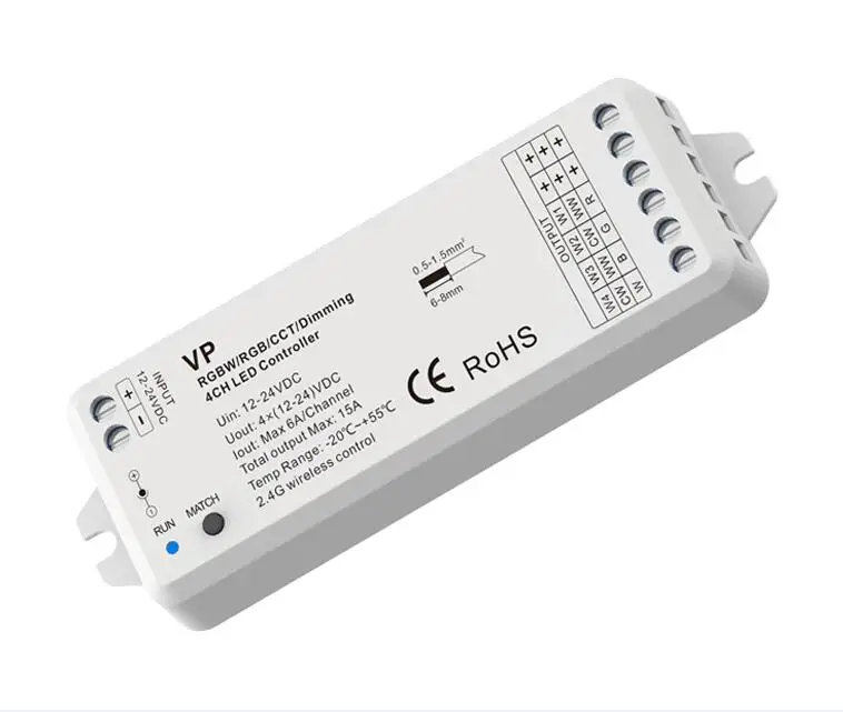 RT9 2.4G Wireless LED RGB RGBW Strip Remote 4 zones Touch Wheel RF Remote Controller