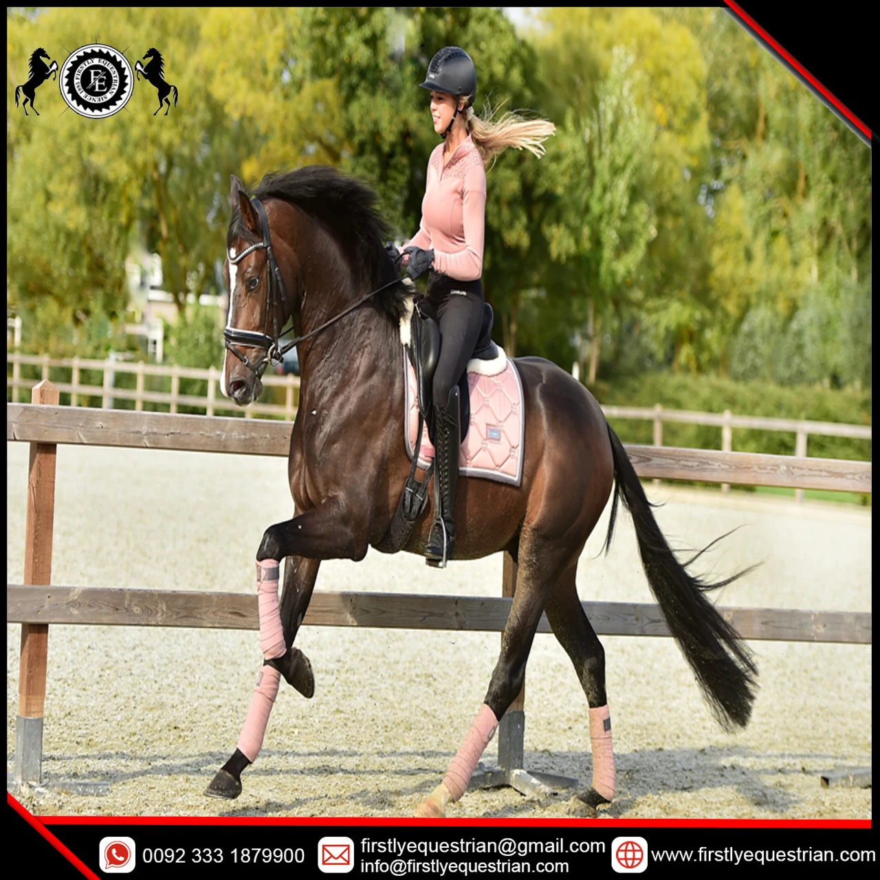 DRESSAGE SADDLE PAD WITH PINK PEARL
