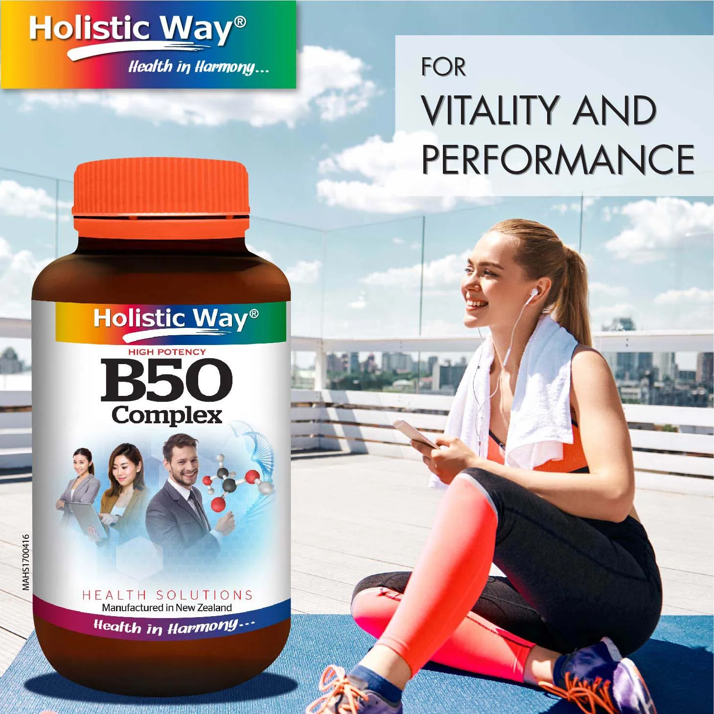 43g Health Care Product Providing Energy Holistic Way High Potency B50 Complex With 60 Vegetarian Capsules