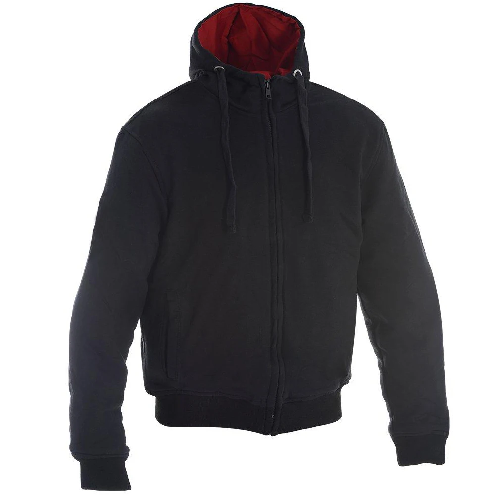 CE Approved High Quality Pure Cotton Moto Bike Hoodies with brass zipper and bottom Rib for Men, Prime Protection