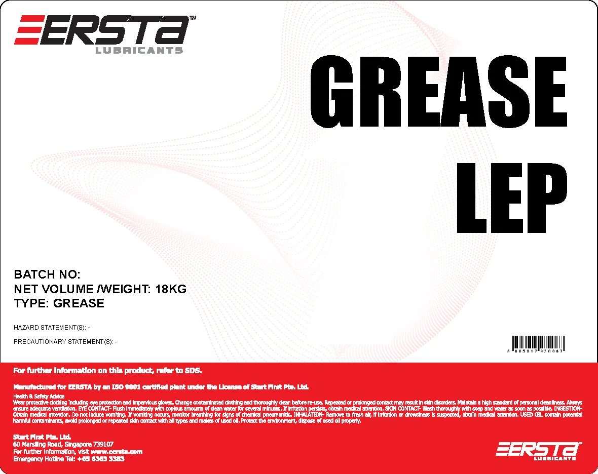 Base anti-rust oil grease prices EERSTA GREASE LEP 18kg pail Lithium Soap roller bearings extreme pressure additives