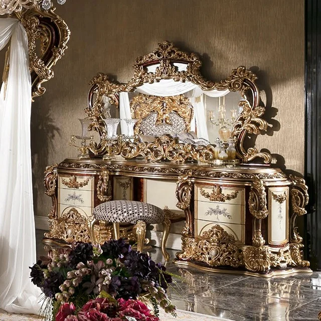 Classic Antique Hand Made Wooden Furniture Beds King Canopy Bed Set Luxury