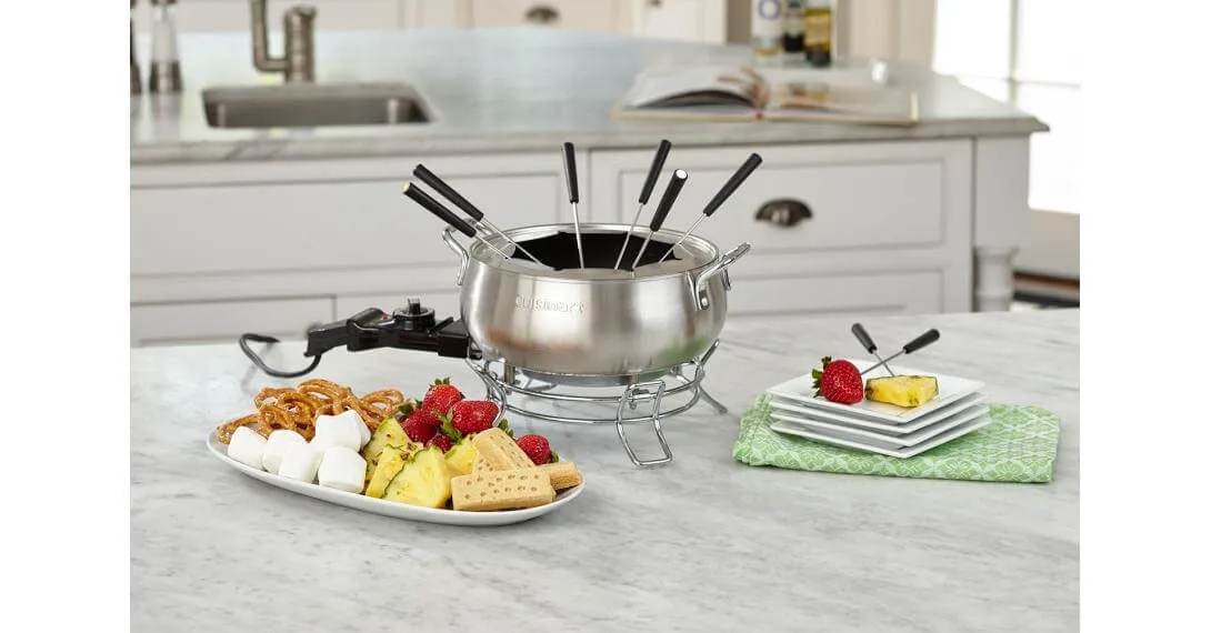 Высококачественный электрический кастрюля для фондю Cuisinart 3 кварты матовый нержавеющий набор