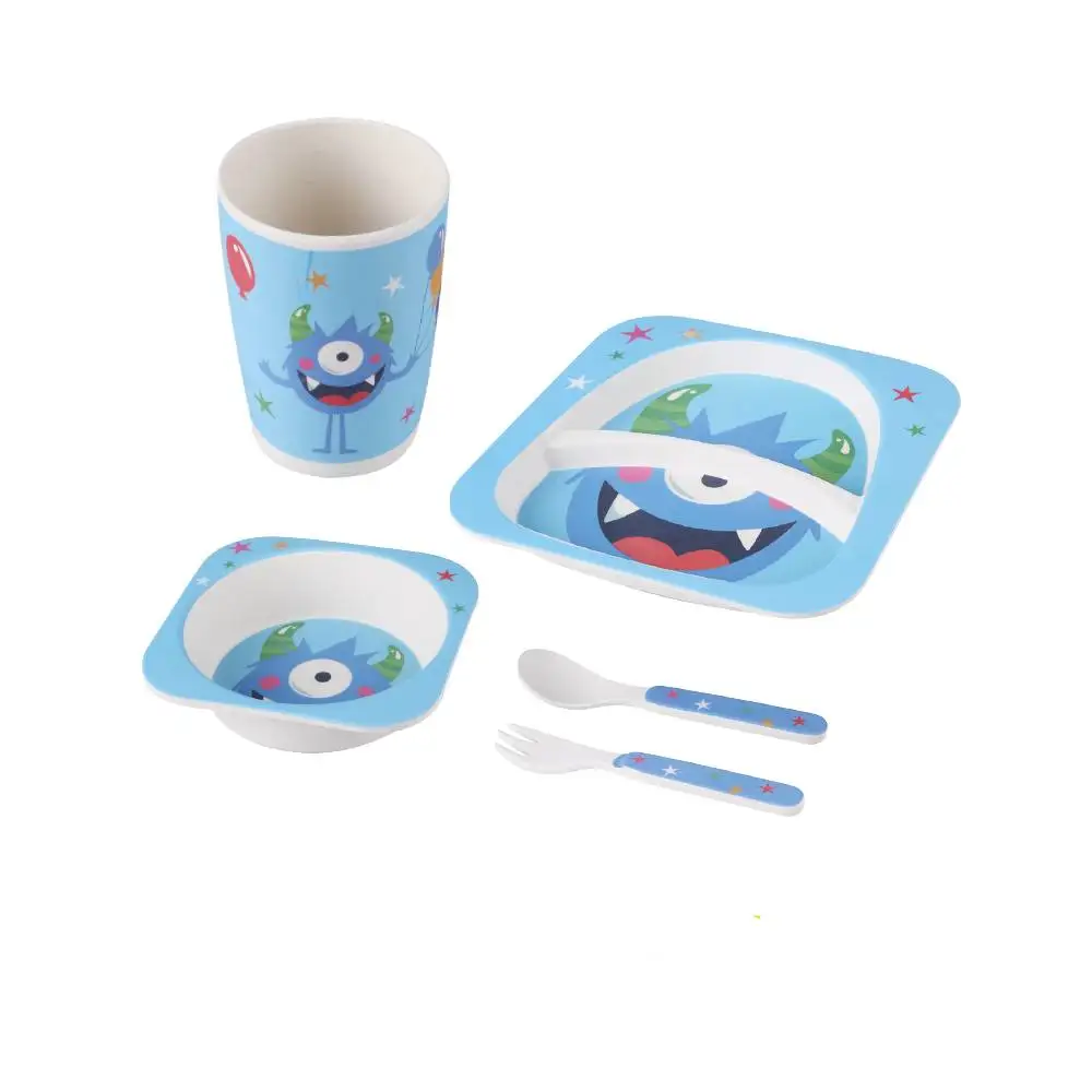 Recycled PET factory wholesale price eco friendly BPA free dishwasher safe 5 pcs tableware dinner set for children