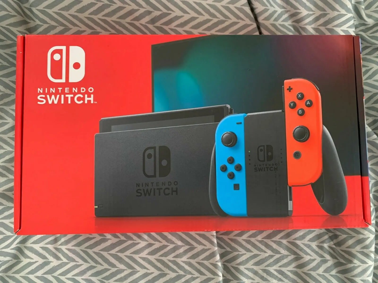Authentic Nintendos Switch 32GB Console with Neon Blue and Neon Red Joy-Con