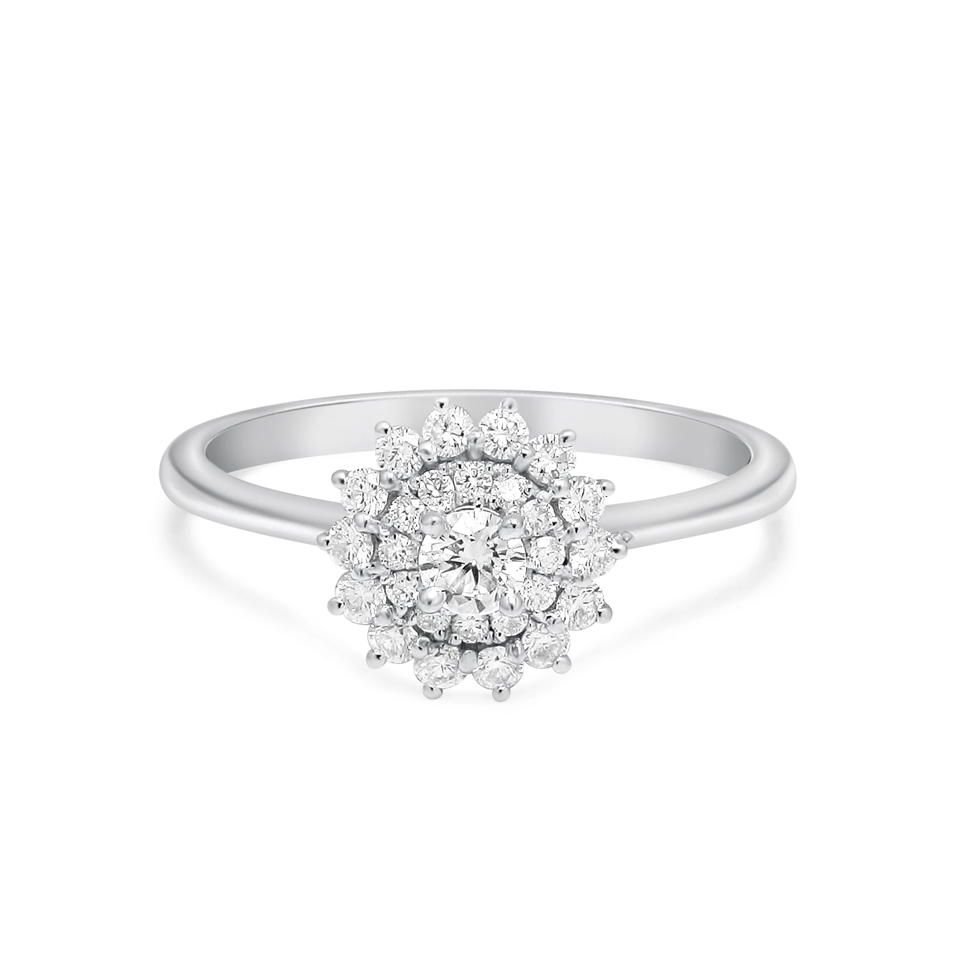 
Real Diamond Engagement Ring in 14k solid Yellow Gold 18k rose gold wedding band Elegant proposal Ring Sun shaped Halo ring 