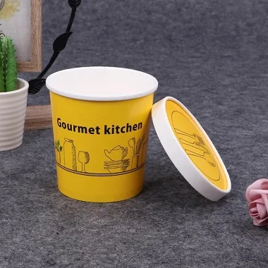 8oz Modern Design Disposable High Quality Kraft Paper Cup Soup Bowl Lids Free Sample Preserves Food Carved Technics Load 5kg