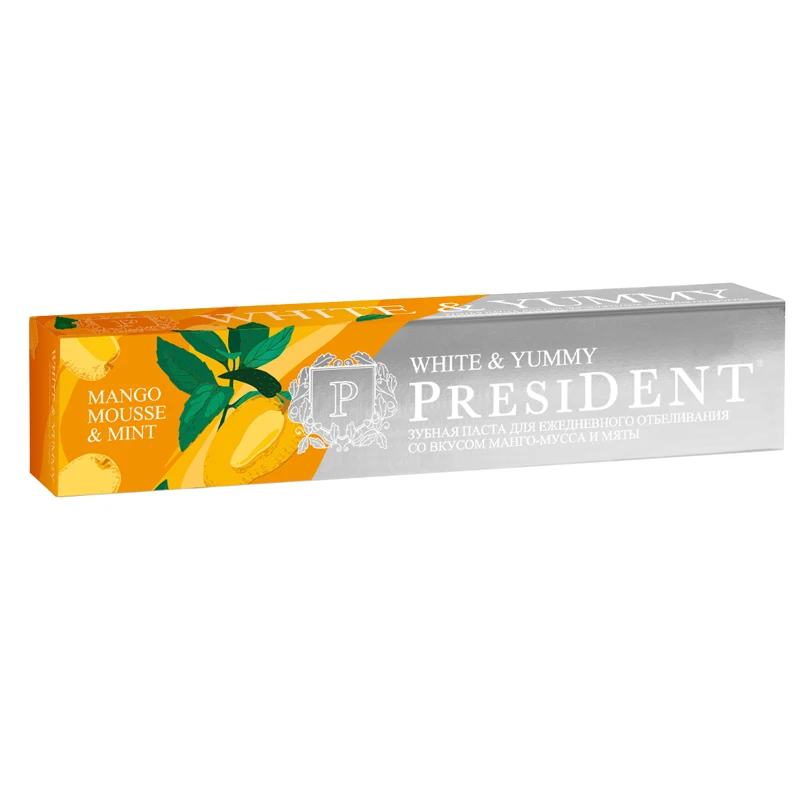Toothpaste PRESIDENT WHITE & YUMMY mango mousse and mint