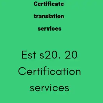 Professional est s20.20 certification services  best  certificate  translation  services  online multi language in India