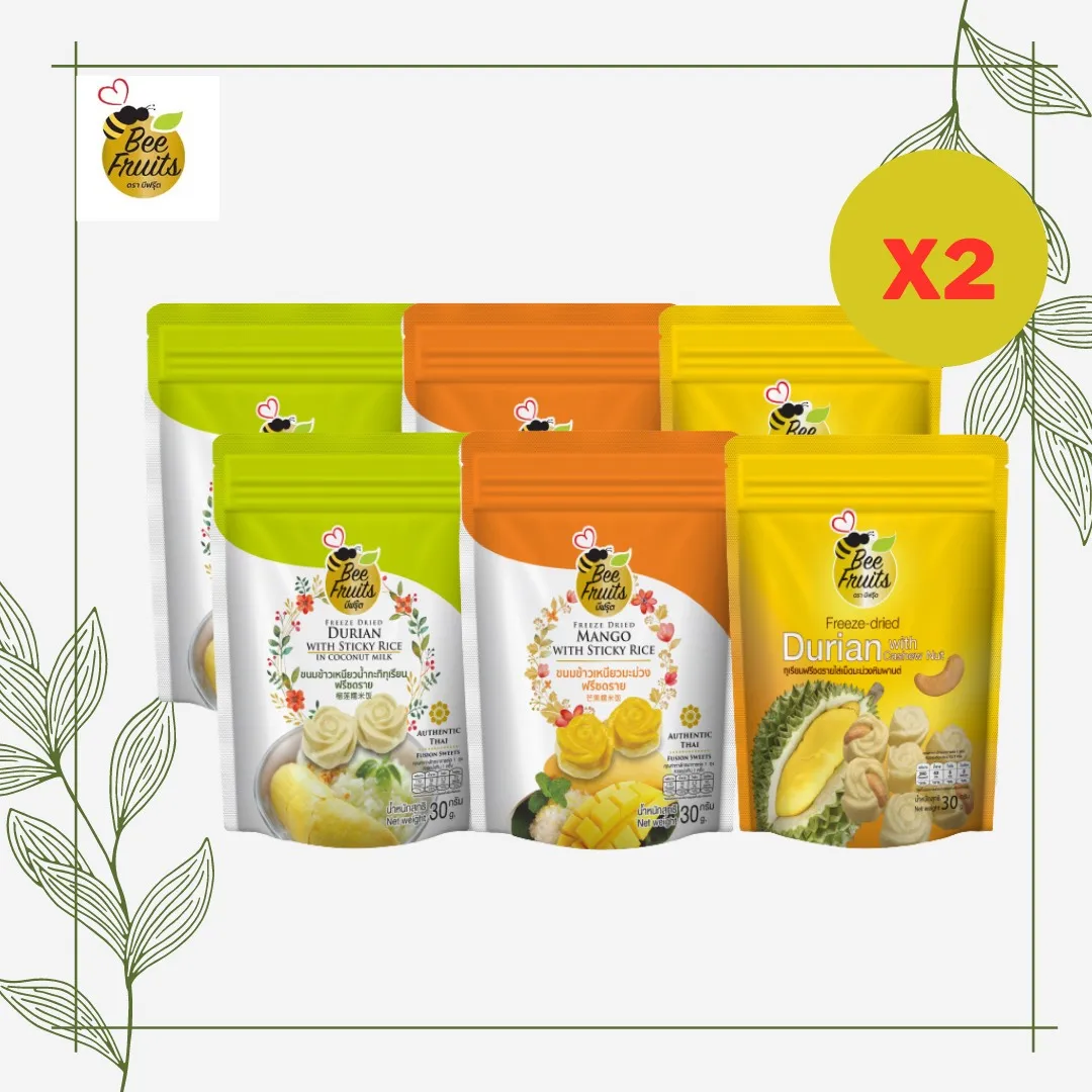 Hot Price Fruit Freeze dried (Durian with stricky rice in coconut milk ,Mango with stricky rice,Durian with cashew nut)30g.x2
