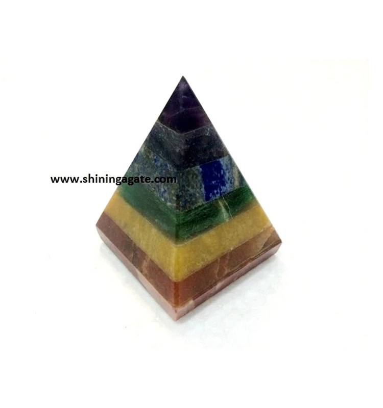 Natural Healing Pyramid Bonded Seven Chakra Pyramid Natural Stone Chakra Set Gemstone Wholesale Pyramid