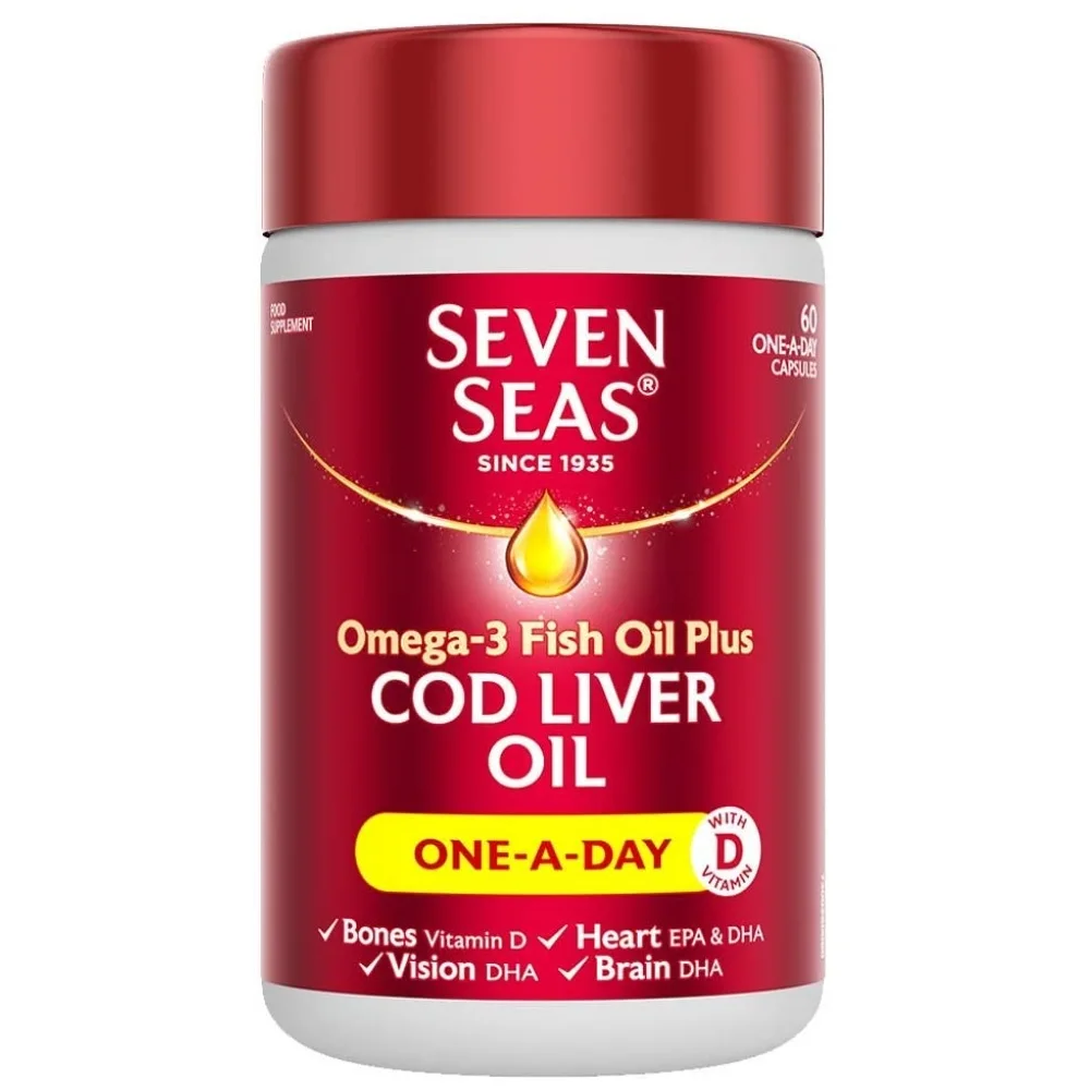 Семь море просто вневременной Омега 3 рыбий жир в плюс жир печени трески (60 капсул) (не принимается; EAN 45879002304)