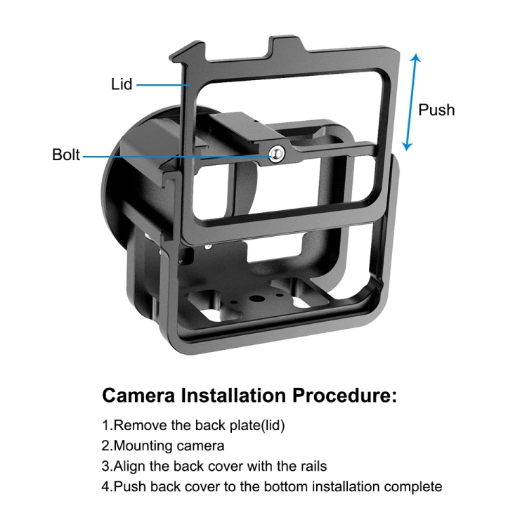 PULUZ for GoPro HERO10 Black / HERO9 Black Thicken Housing Shell CNC Aluminum Alloy Protective Cage with Insurance Frame & 52mm