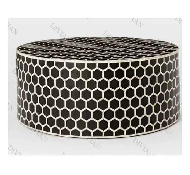 Bone Inlay Table Bone Inlay Furniture For Luxury Home Mother OF Pearl Furniture Mother of Pearl Round Table For Hotel Supplier
