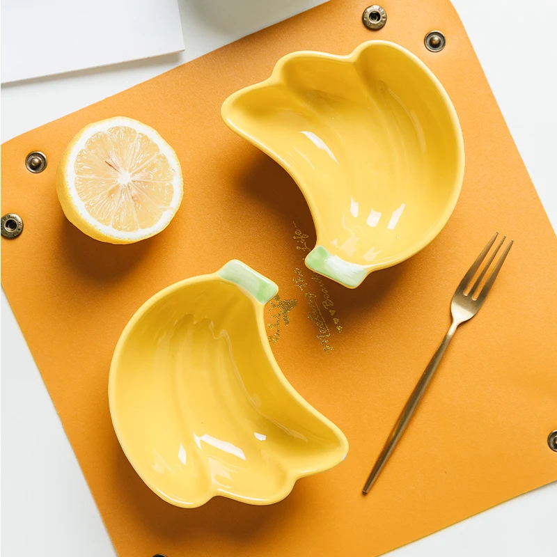 Jade-cer Amazon Hot-selling Ceramic Color Glaze Fruit Shape Sauce Dishes & Plates Small Bowls