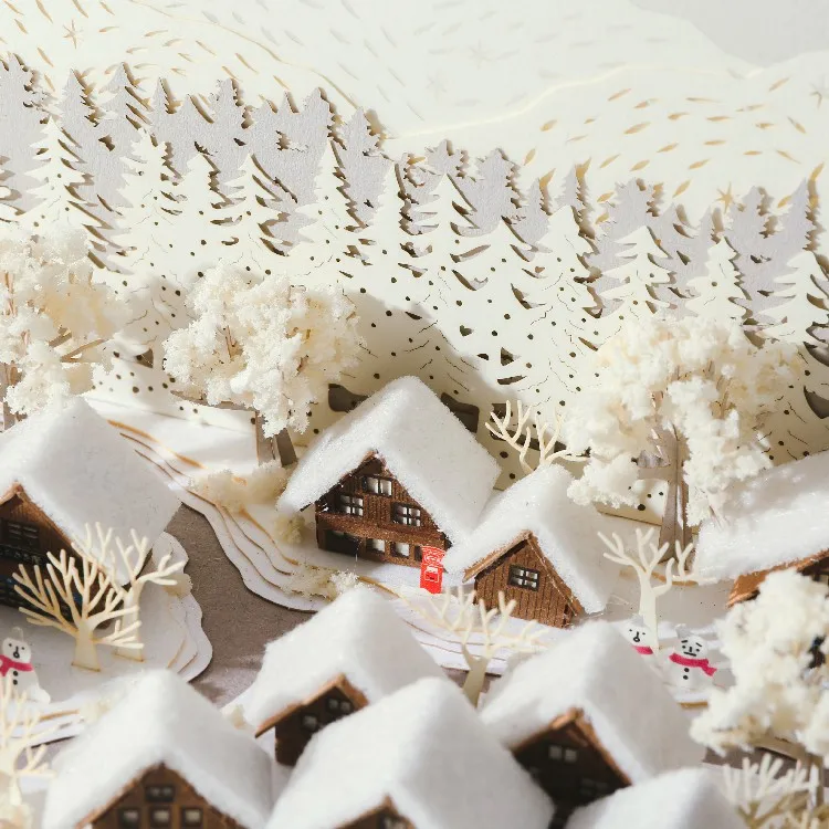 [4] Winter Snow Village DIY Laser Landmark 3D Paper Model Craft