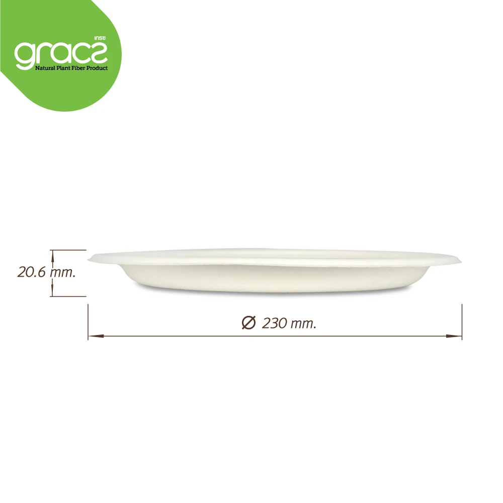 Gracz P013 австралийская тарелка 9 дюймов пищевые контейнеры бумага из сахарного тростника упаковка компост Таиланда