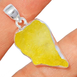 Natural Unheated Rare Brucite crystal minerals Rough Gemstone Pendants, 925 Sterling Silver Yellow Rough Jewelry