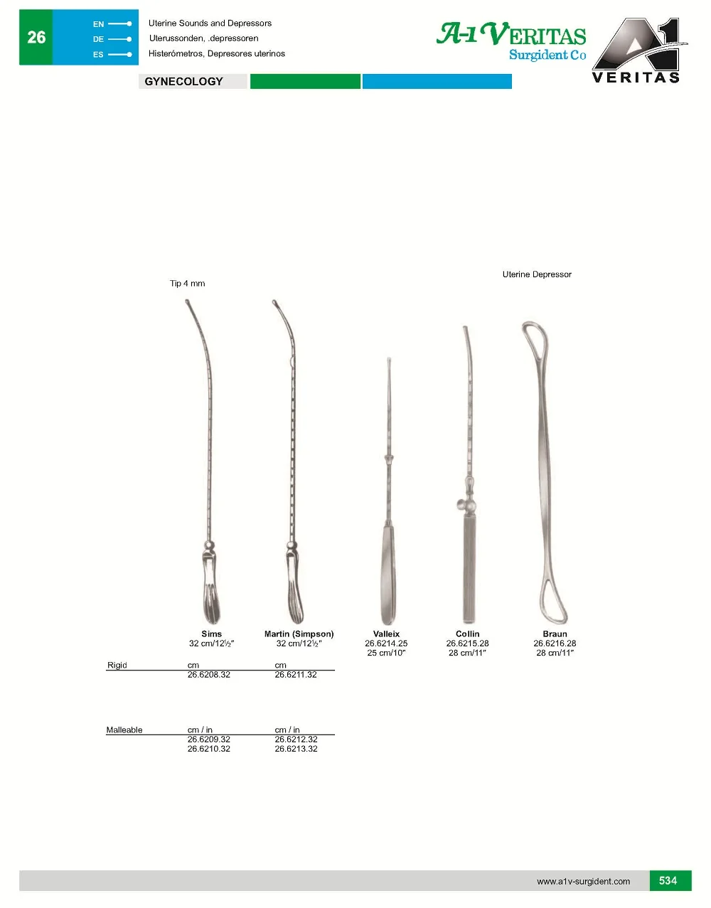 Best Quality Uterine Depressors, Obstetrics & Gynecology Equipments / Instruments Reusable, Stainless steel