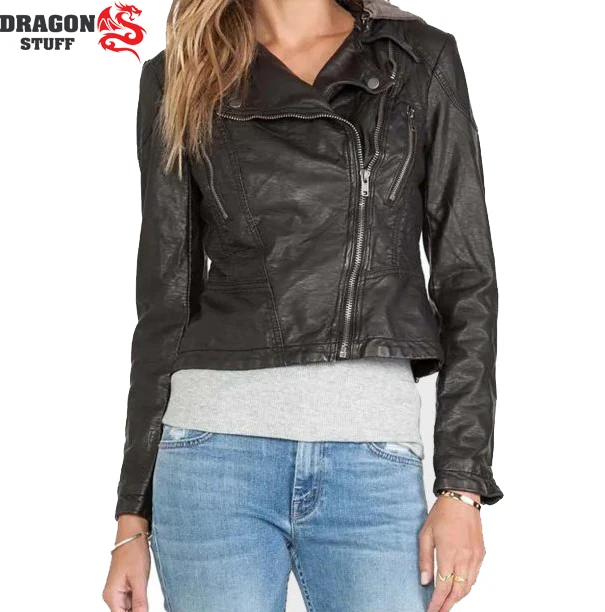 Leather Jacket Leatheryes Custom women Style Real Leather Jacket With Removable Hood