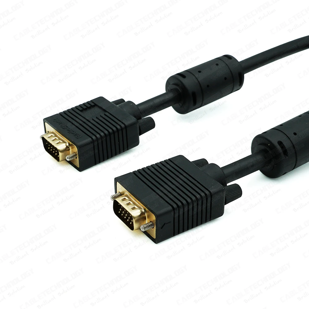 
Gold-Plated VGA HD15 Cable Male to Male Super VGA (SVGA) with Ferrite Cores for Computer Projector Monitor Great EMI Protect 