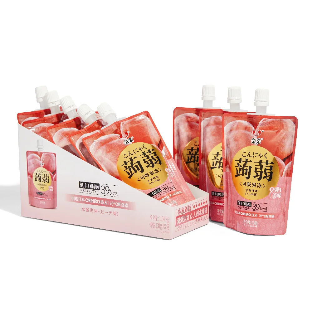 Konjac Jelly Drink Peach Flavor 130g Fat Free/ Q-Bomb/ No Preservative /Halal /Low Calories Jelly