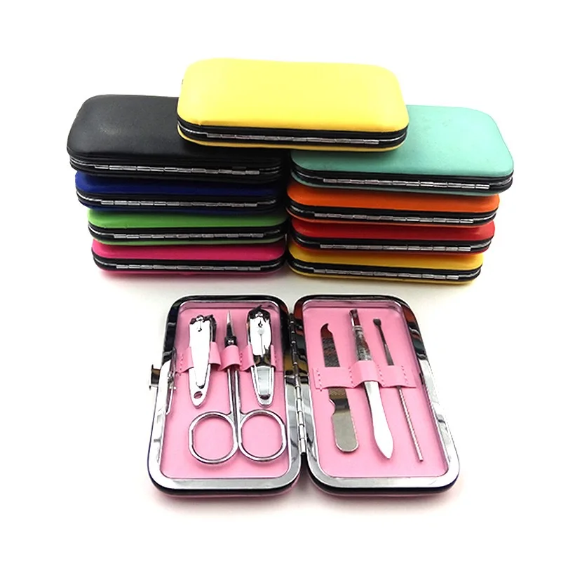 Набор для маникюра из нержавеющей стали, 6 шт., набор инструментов для маникюра в цветном полиуретановом чехле