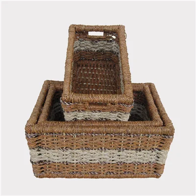 High Quality round Shape Rattan and Bamboo Wicker Basket with Handle for Food Kitchen Use and Gift Handicrafts