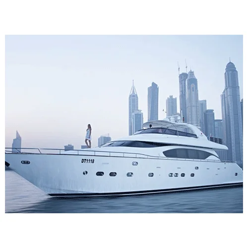 land boat private yacht luxury with furniture